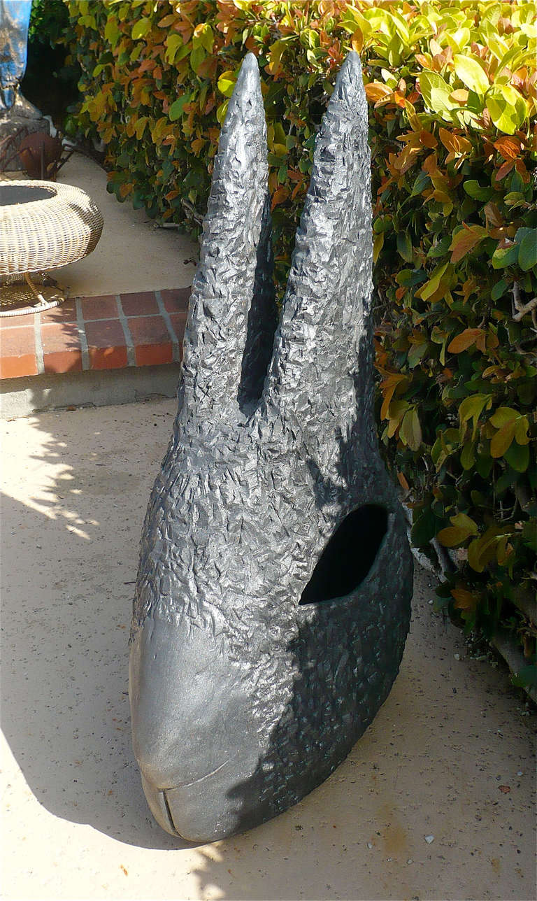 American Large Scale Ceramic Rabbit's Head by Deborah Masuoka