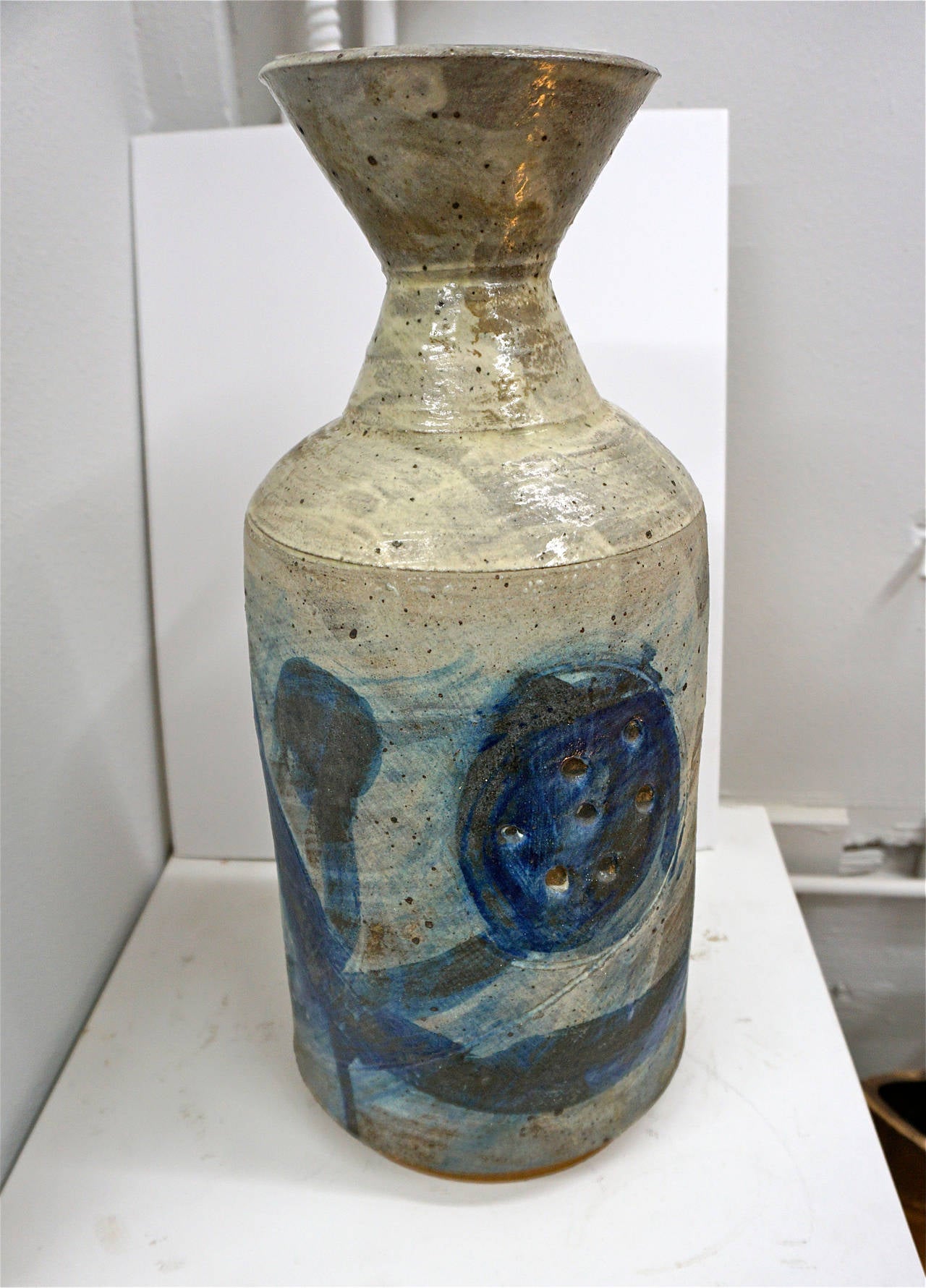 Large Stoneware Vase with Abstract Glaze 2