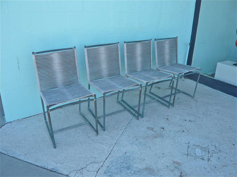 Mid-Century Modern Four Bronze Dining Chairs by Walter Lamb