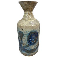Large Stoneware Vase with Abstract Glaze