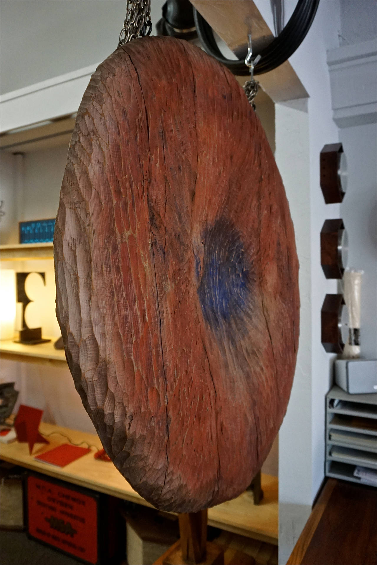 Chiseled Redwood Disc Sculpture