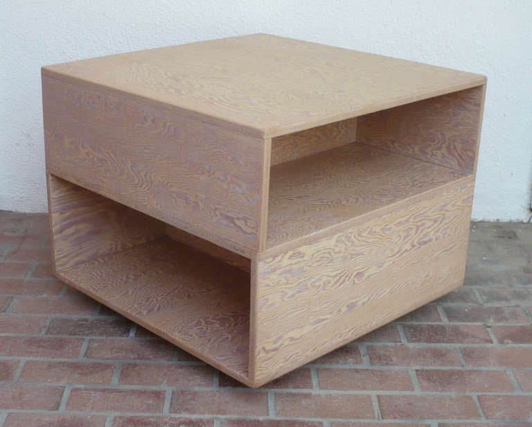 Custom-built furniture by important California Modernist architect Albert Frey (1903-1998). Although best known for his iconic Palm Springs desert modern architecture, the white-washed plywood and austere forms of this set show the Swiss immigrant's