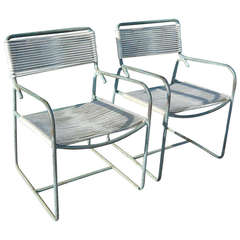 Pair of Bronze Lounge Chairs by Walter Lamb