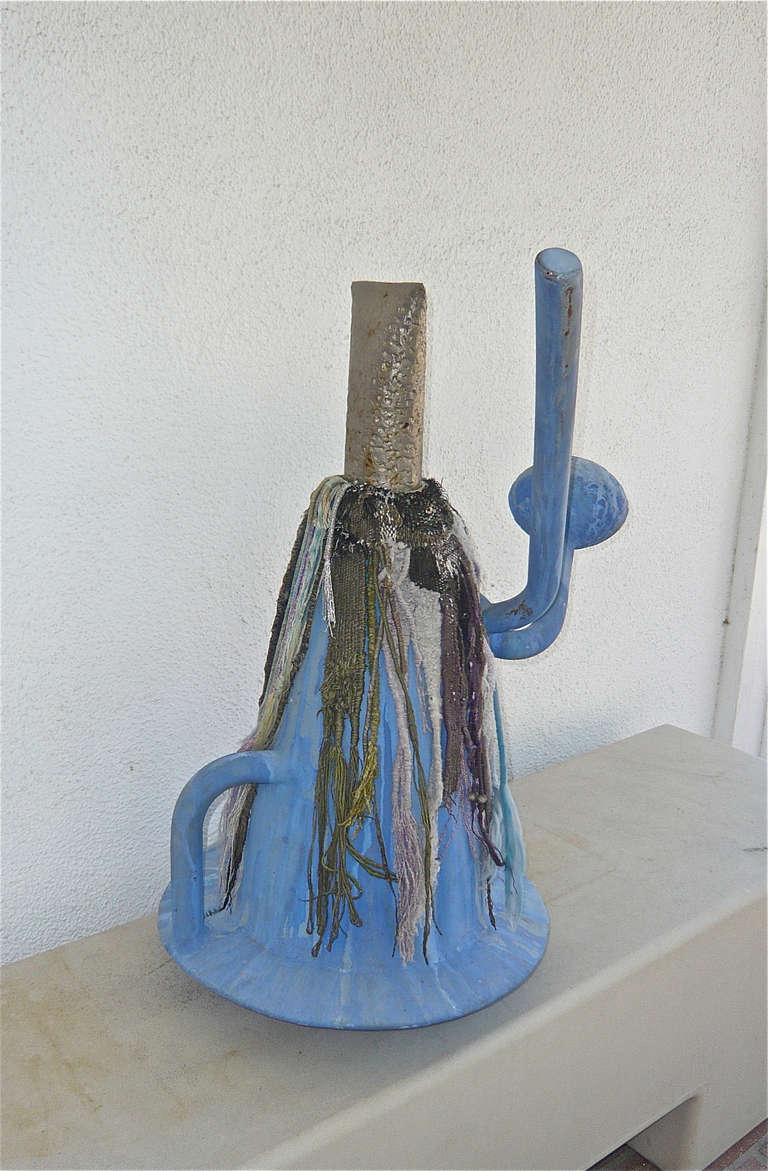 Painted Steel and Ceramic Abstact Sculpture by Joe Nyiri In Excellent Condition In Cathedral City, CA