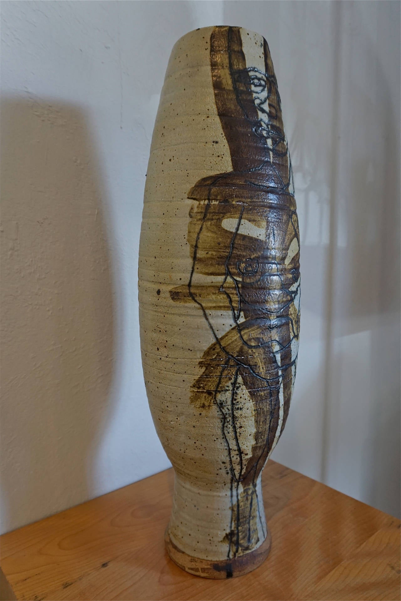 Mid-Century Modern Large Figural Stoneware Vase