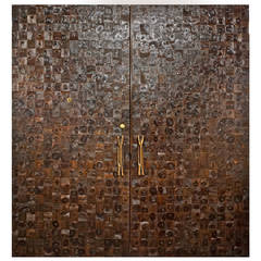 Striking Pair of Patchwork Burl Doors