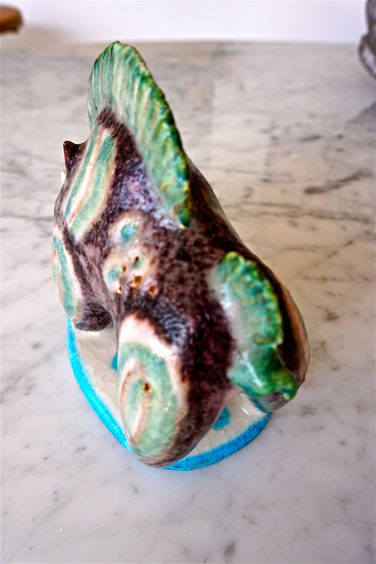 Italian Colorful Ceramic Boar by Guido Gambone