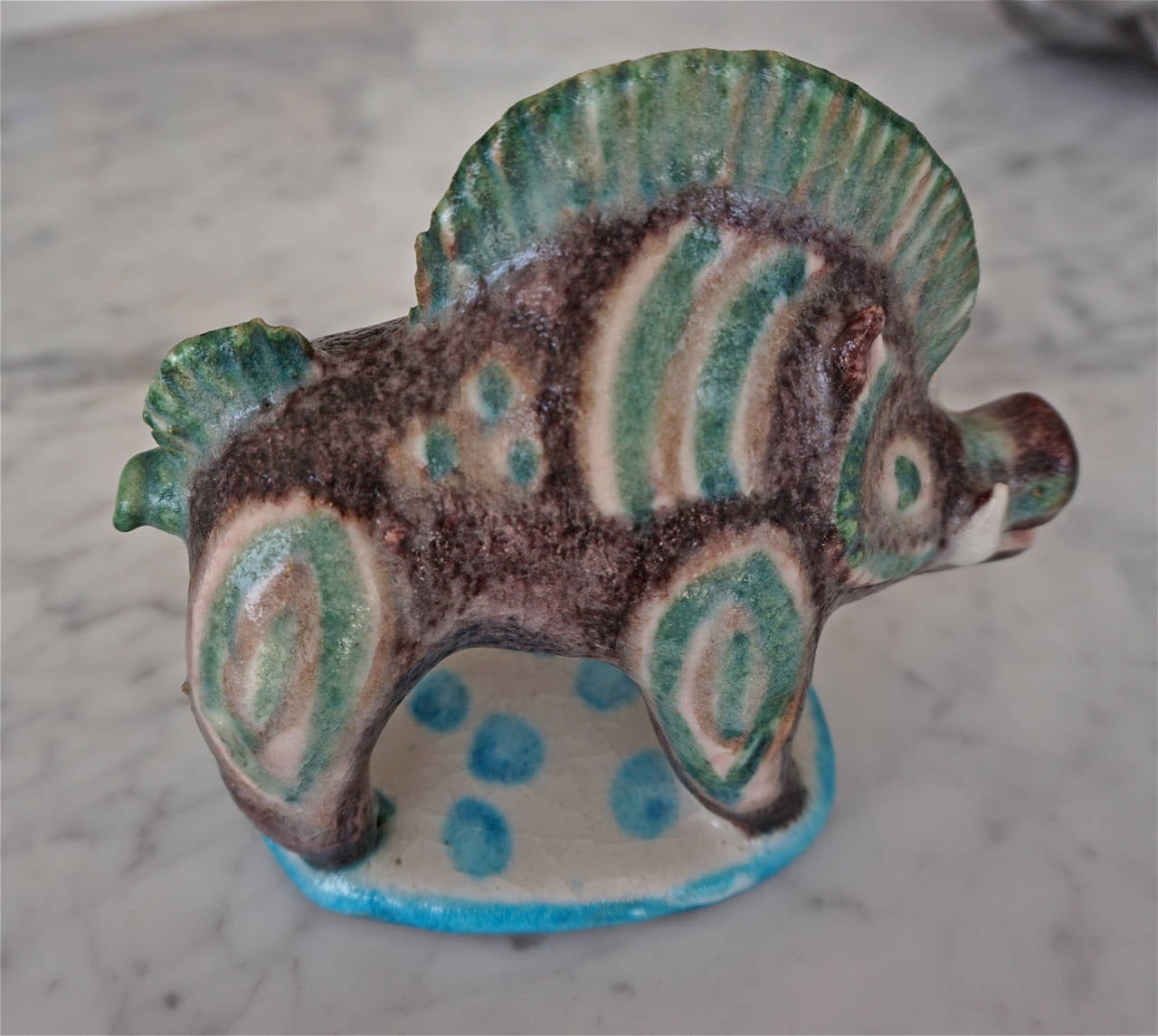 Colorful Ceramic Boar by Guido Gambone 2