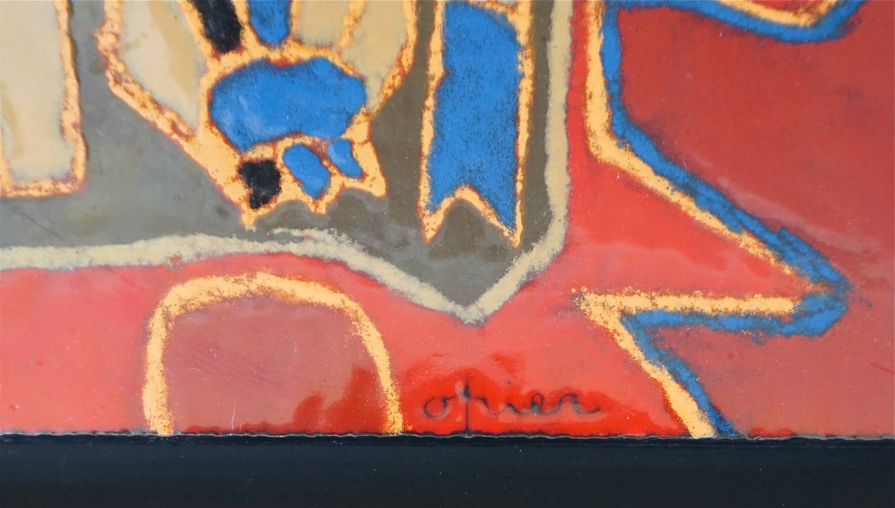 Mid-Century Modern Abstract Enamel by Mary Jane Oshier