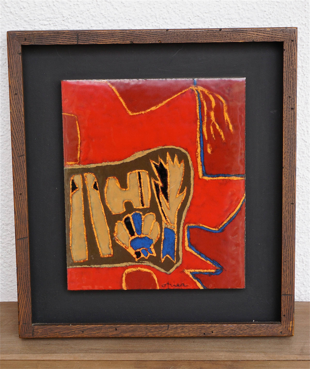 Mid-20th Century Abstract Enamel by Mary Jane Oshier