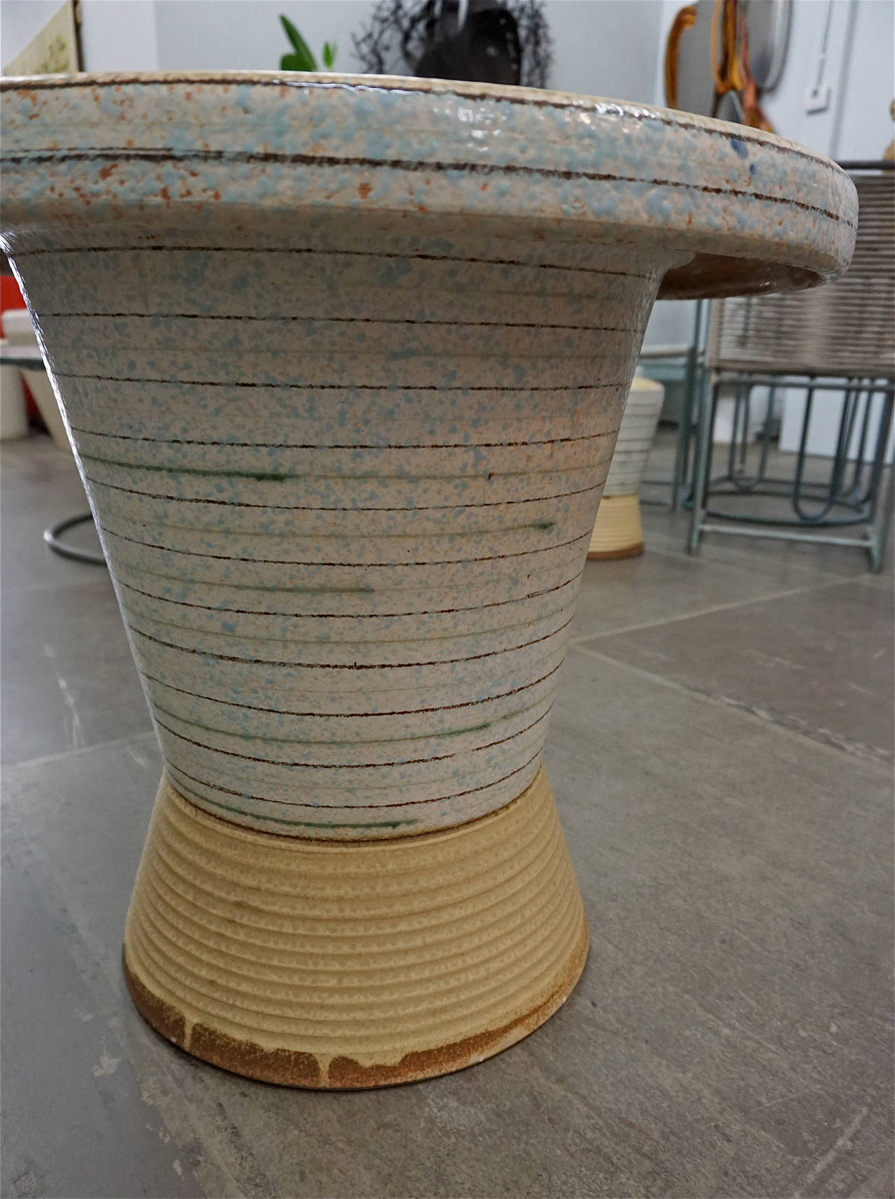 Exceptional Ceramic Table and Stools 3