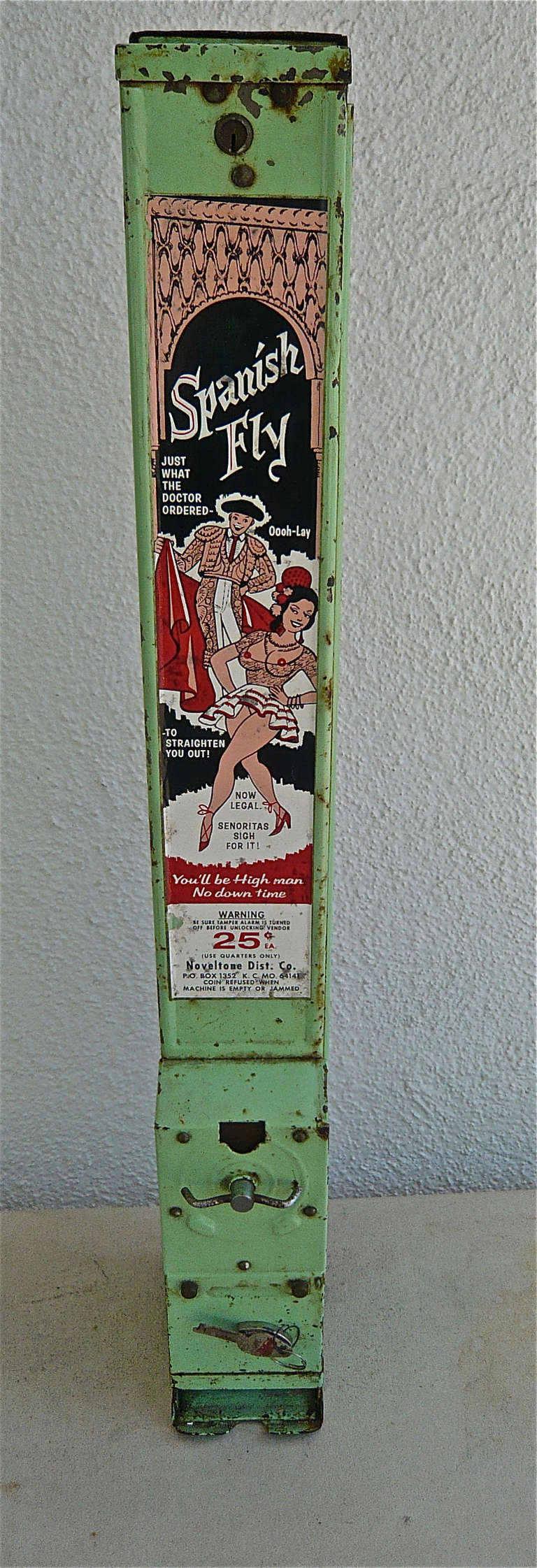 Found in roadside mens bathrooms in the 50's along with comb and condom dispensers.Early form of Viagra.