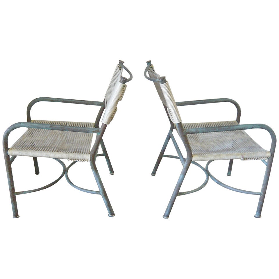 Pair of Bronze Lounge Chairs by Robert Lewis