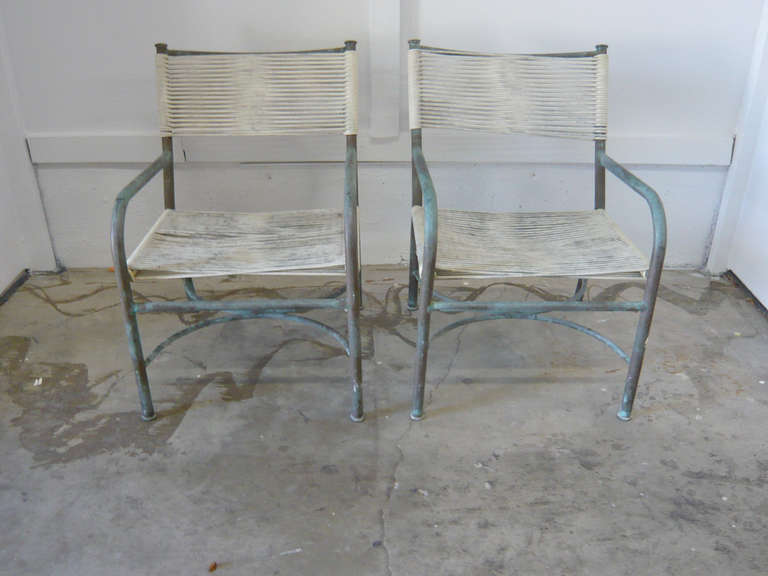 Mid-Century Modern Pair of Bronze Lounge Chairs by Robert Lewis