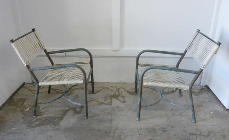 American Pair of Bronze Lounge Chairs by Robert Lewis