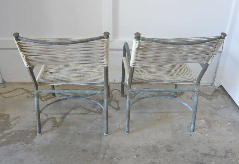 Pair of Bronze Lounge Chairs by Robert Lewis In Good Condition In Cathedral City, CA