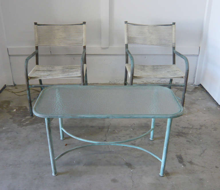 Mid-20th Century Pair of Bronze Lounge Chairs by Robert Lewis