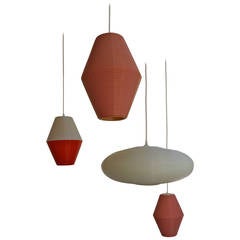 Group of Four Pendant "Rotoflex" Lamps