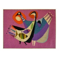 Hooked Wool Tapestry by Bill Hinz