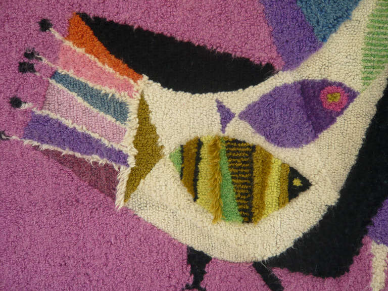 American Hooked Wool Tapestry by Bill Hinz