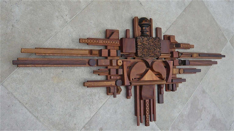 Mid-Century Modern Mabel Hutchinson Abstract Wood Assemblage