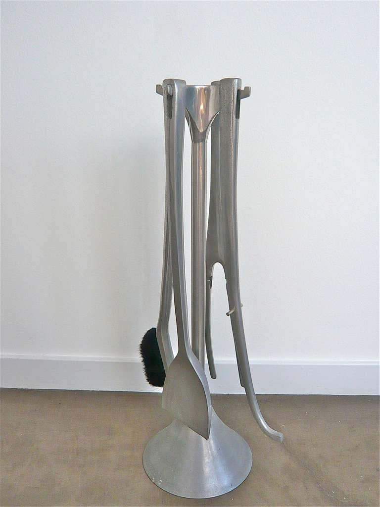 Modern Set of cast aluminum Fireplace tools