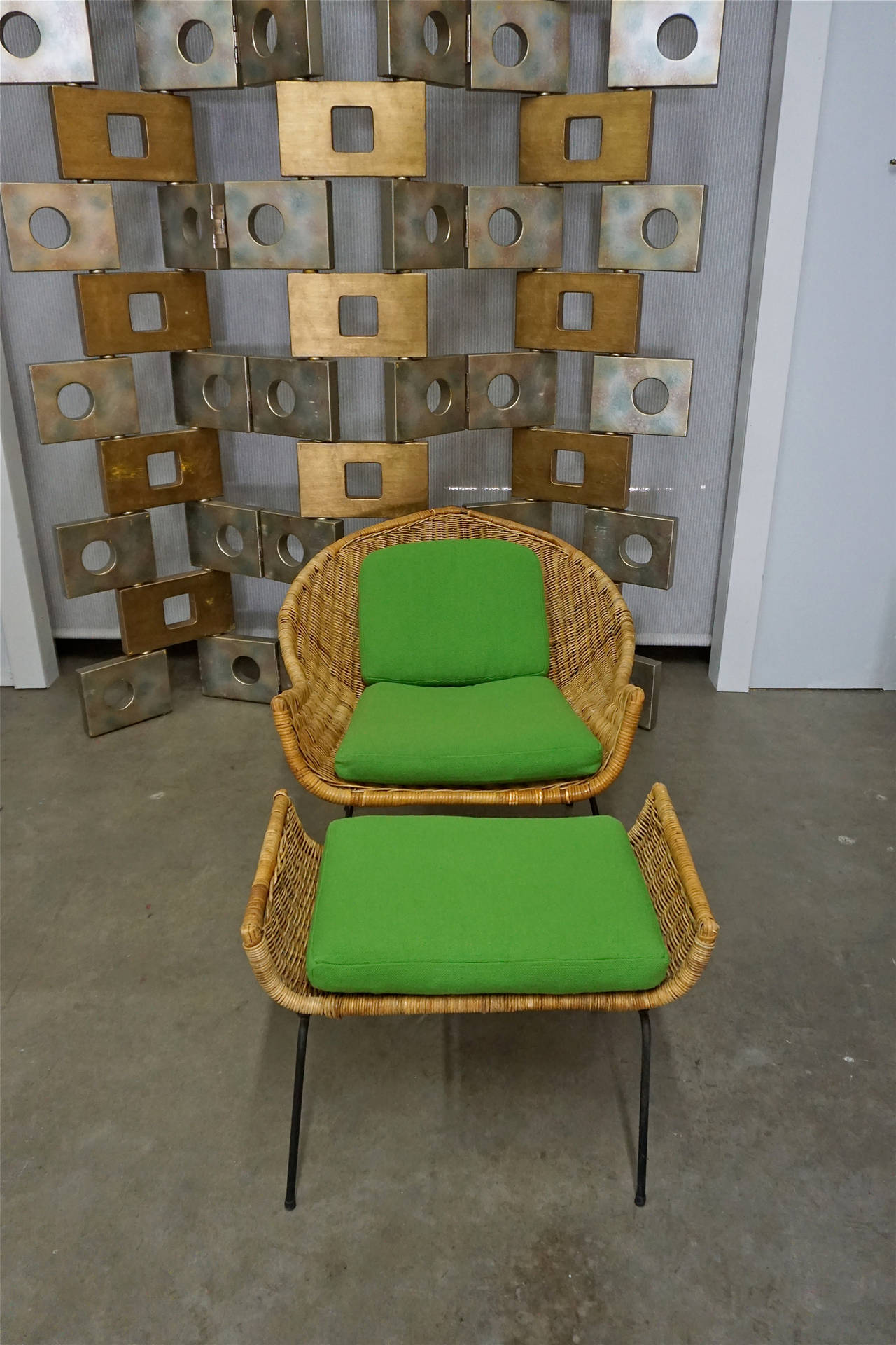 American Rattan Lounge Chair and Ottoman by Danny Ho Fong for Tropi-Cal