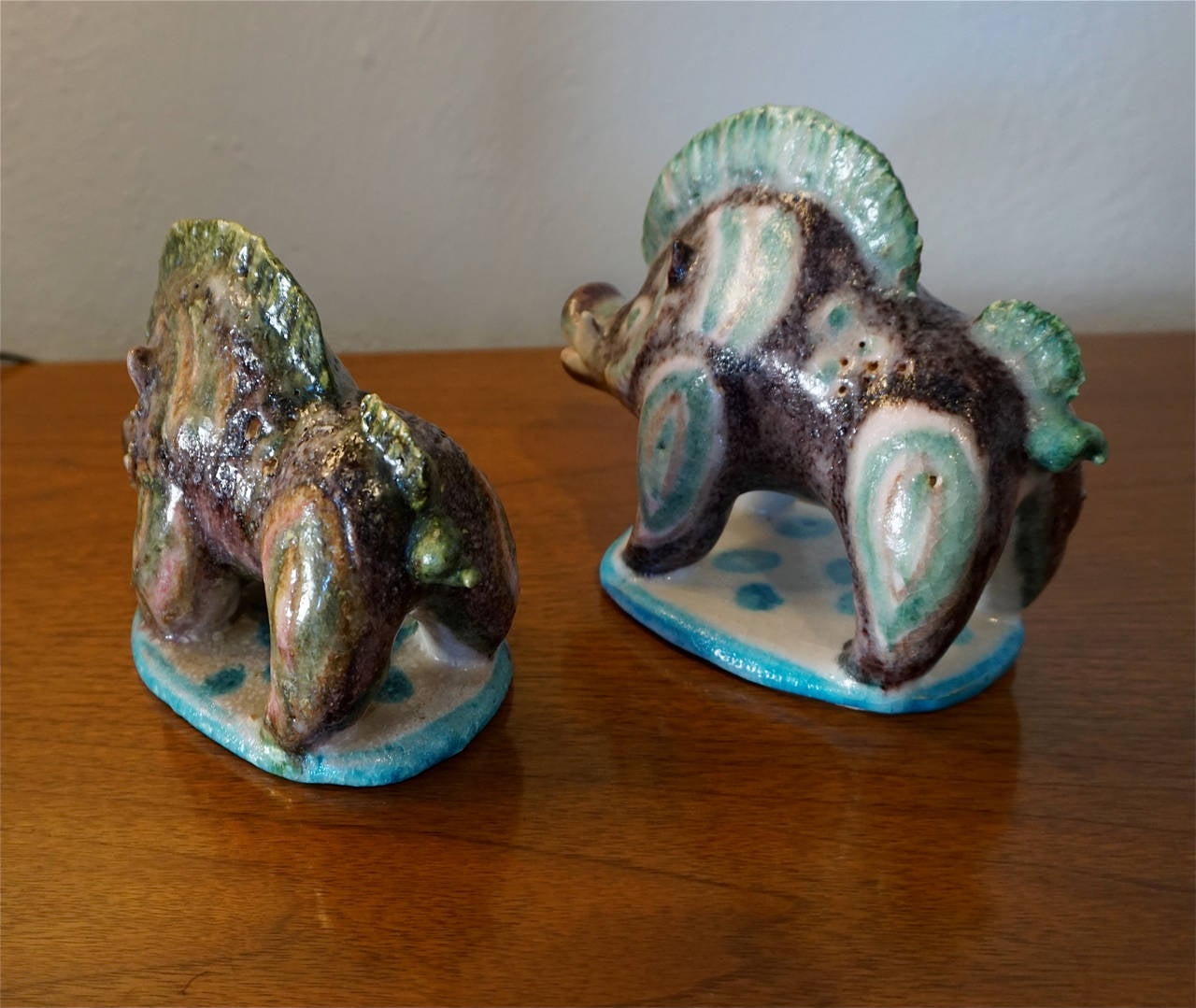 Mid-Century Modern Pair of Ceramic Wild Boars by Guido Gambone
