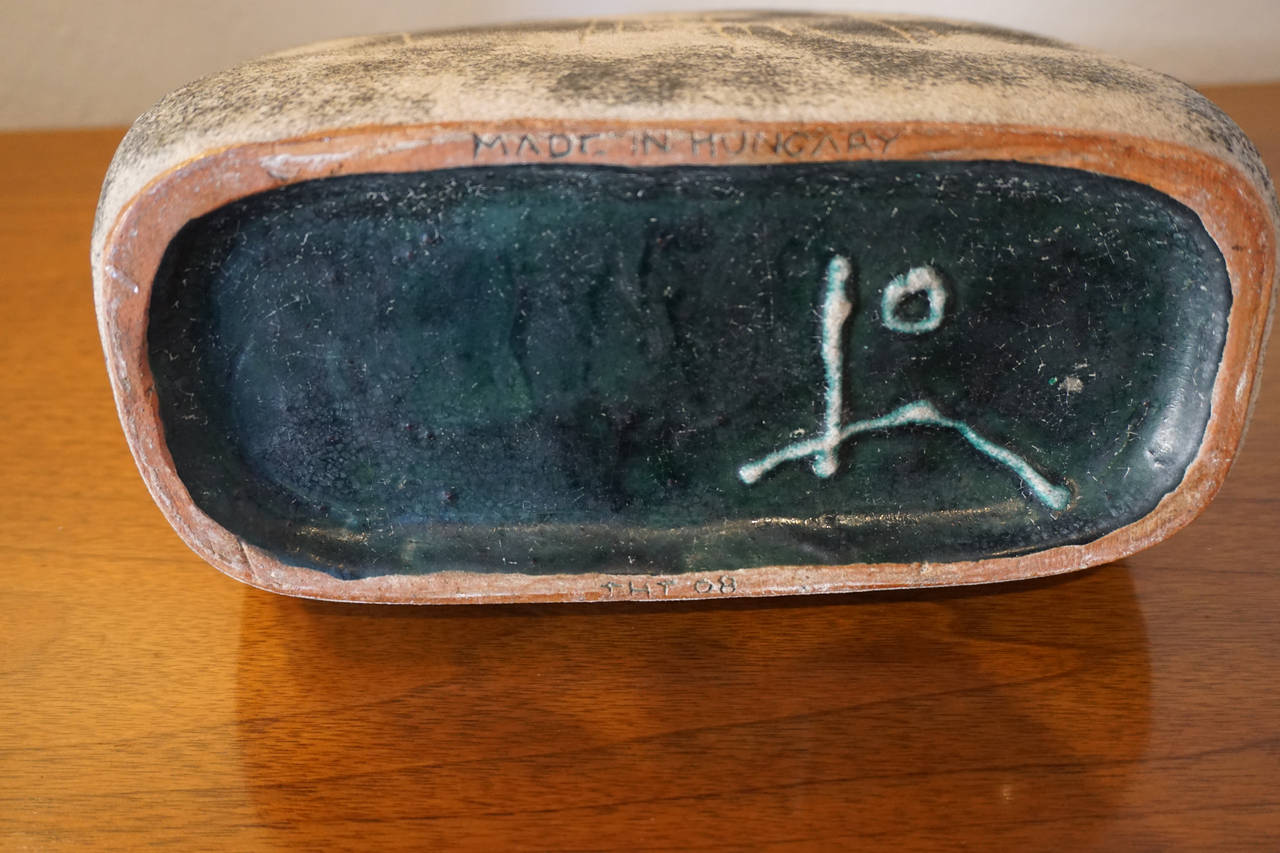 20th Century Mottled Ceramic Vessel with Sgraffito