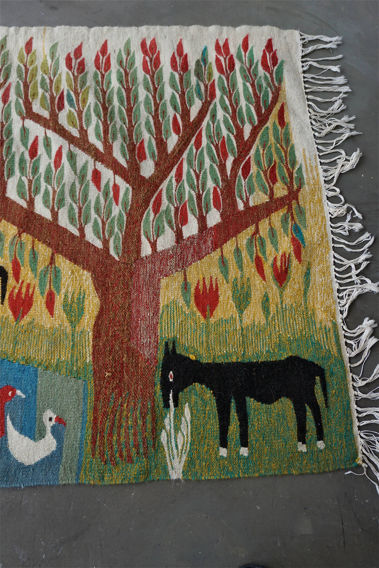 Mid-20th Century Whimsical Scandinavian Wildlife Tapestry
