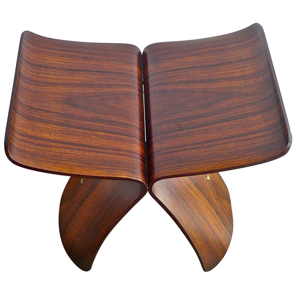 Exceptional Rosewood "Butterfly" Stool by Sori Yanagi