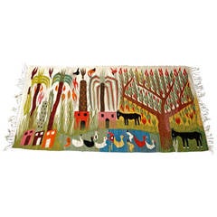 Vintage Whimsical Scandinavian Wildlife Tapestry