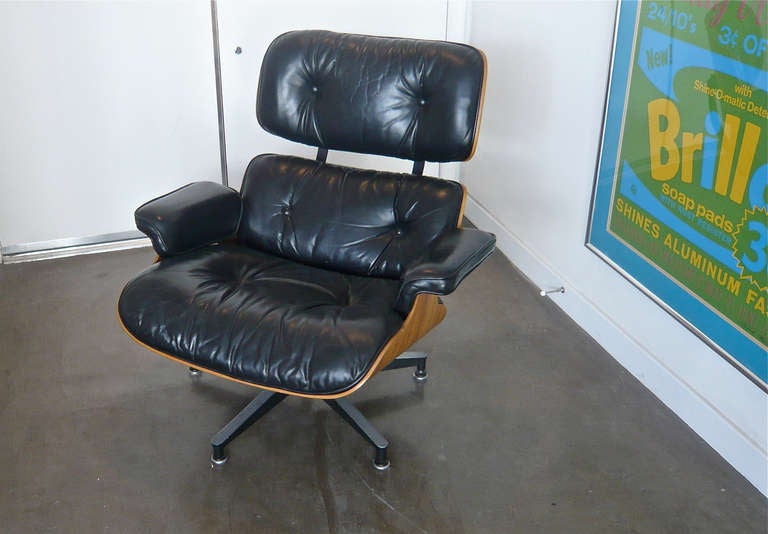 Leather Eames Rosewood Lounge and Ottoman
