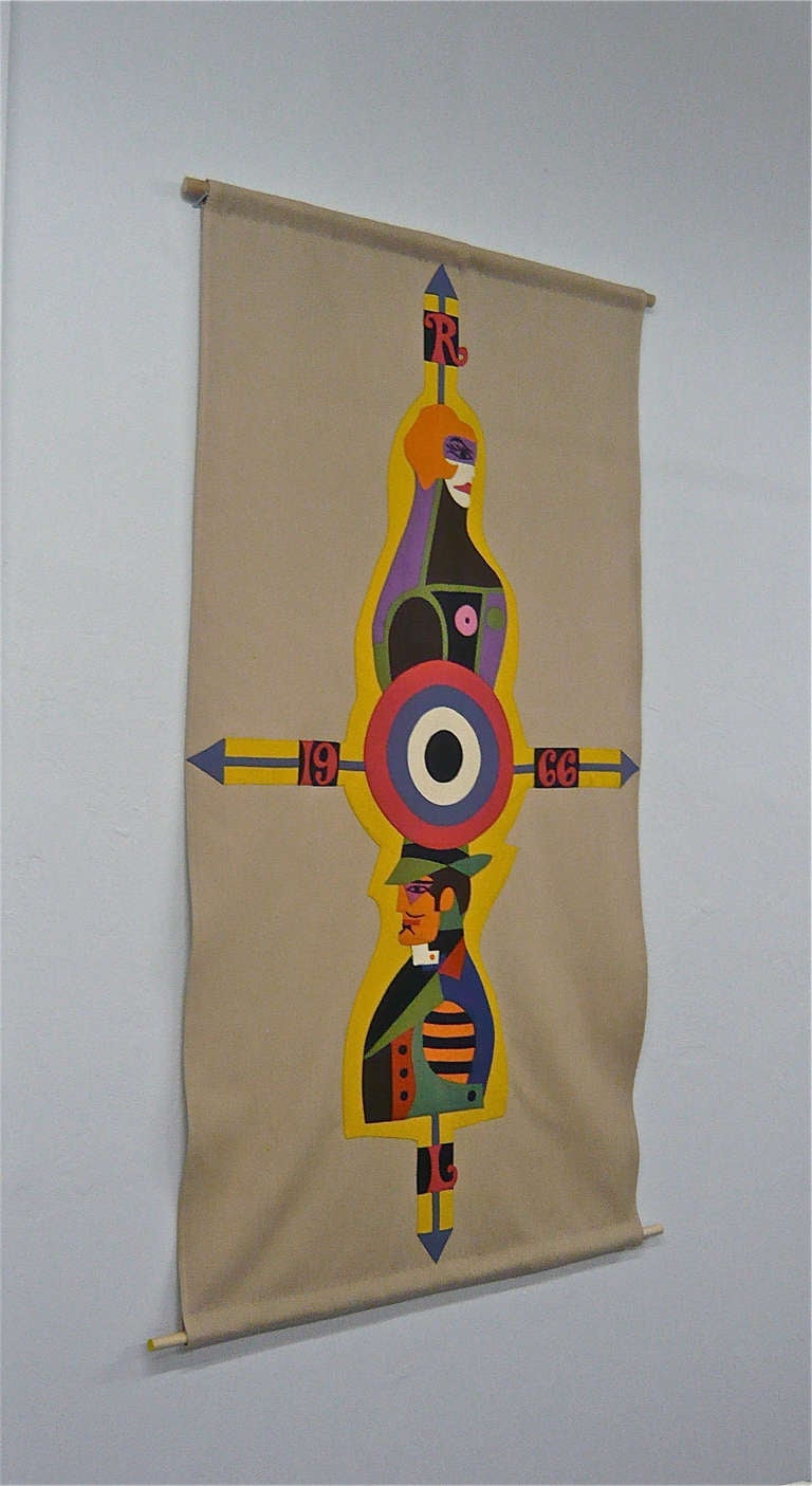 Mid-Century Modern Felt Tapestry by Richard Lindner, 1966