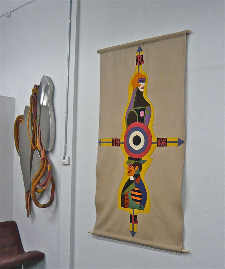 Felt Tapestry by Richard Lindner, 1966 In Excellent Condition In Cathedral City, CA