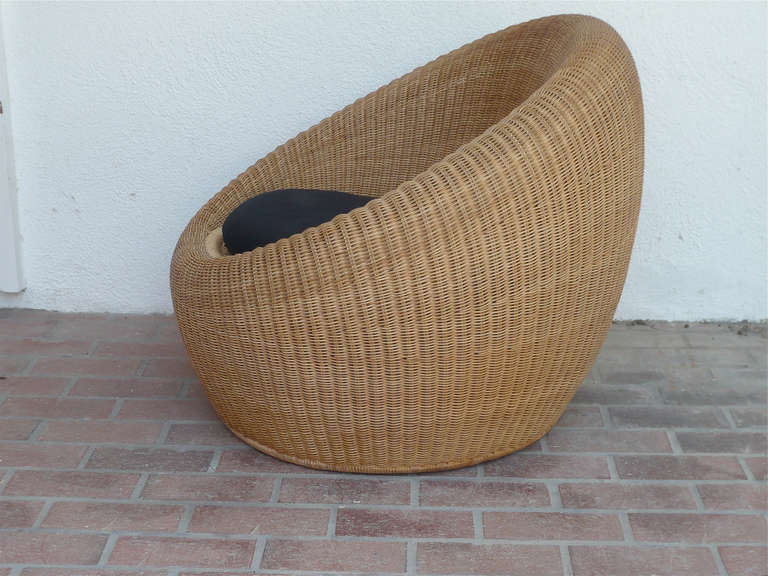 Japanese Isamu Kenmochi Rattan Lounge Chair