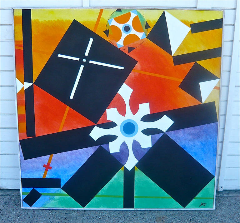 Geometric Abstract Painting by James McCray, 1966 For Sale 3