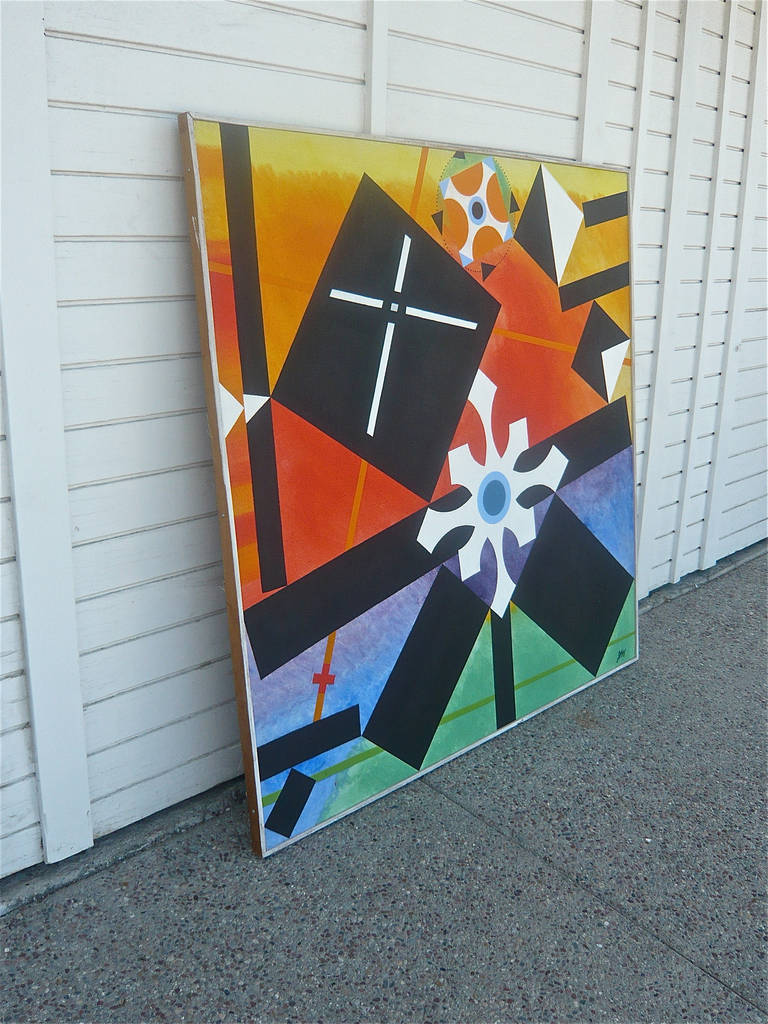 Mid-20th Century Geometric Abstract Painting by James McCray, 1966 For Sale