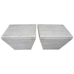 Pair of Travertine Marble Pedestals