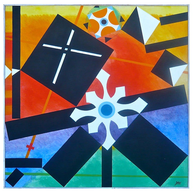 Geometric Abstract Painting by James McCray, 1966 For Sale