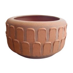 Stoneware "Tire" Planter in Ribbed Pattern by David Cressey