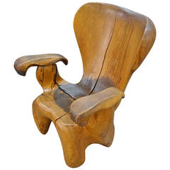 Used Handcrafted 1960s Solid Wood Chair