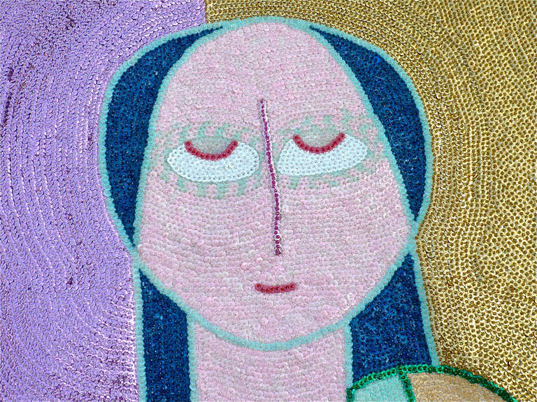 Beatrice Wood Self Portrait Sequin Tapestry 2