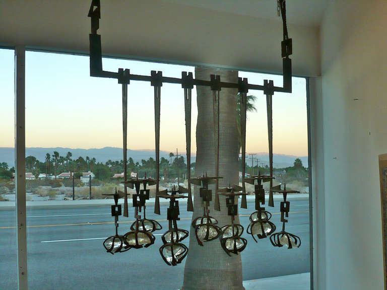 Custom-made for a Beverly Hills, California home in 1968, along with a pair of hanging lamps.
