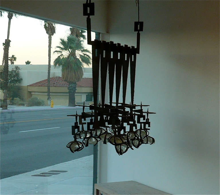 Mid-20th Century Brutalist Hanging Candelabrum by Gene Montez Flores