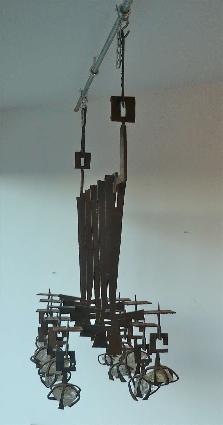 Glass Brutalist Hanging Candelabrum by Gene Montez Flores