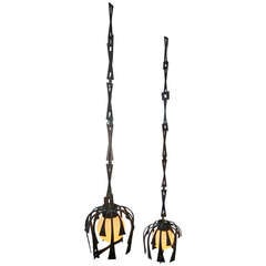 Brutalist Pair of Hanging Lamps by Gene Montez Flores