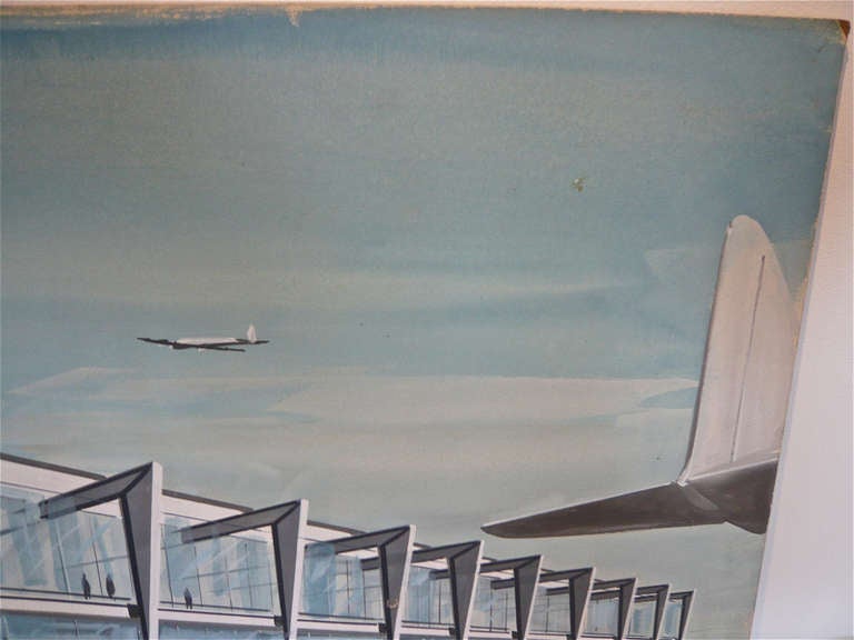 Mid-Century Modern Architectural Rendering - 1960's Airport Terminal