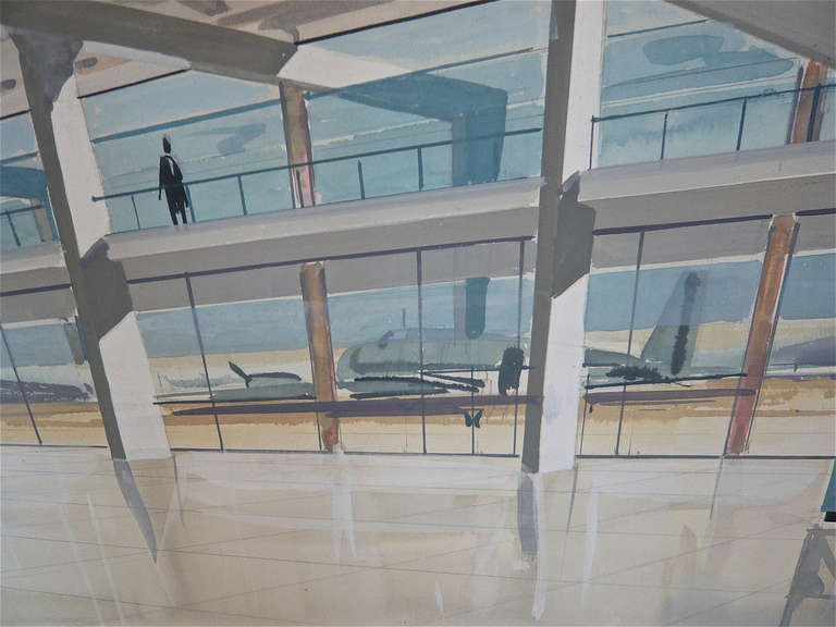 Mid-Century Modern Architectural Rendering - 1960's Airport
