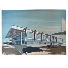 Architectural Rendering - 1960's Airport Terminal